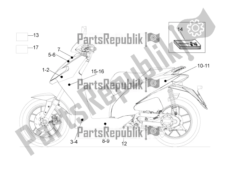 Todas as partes de Placas - Emblemas do Aprilia SR Motard 50 2T 2016