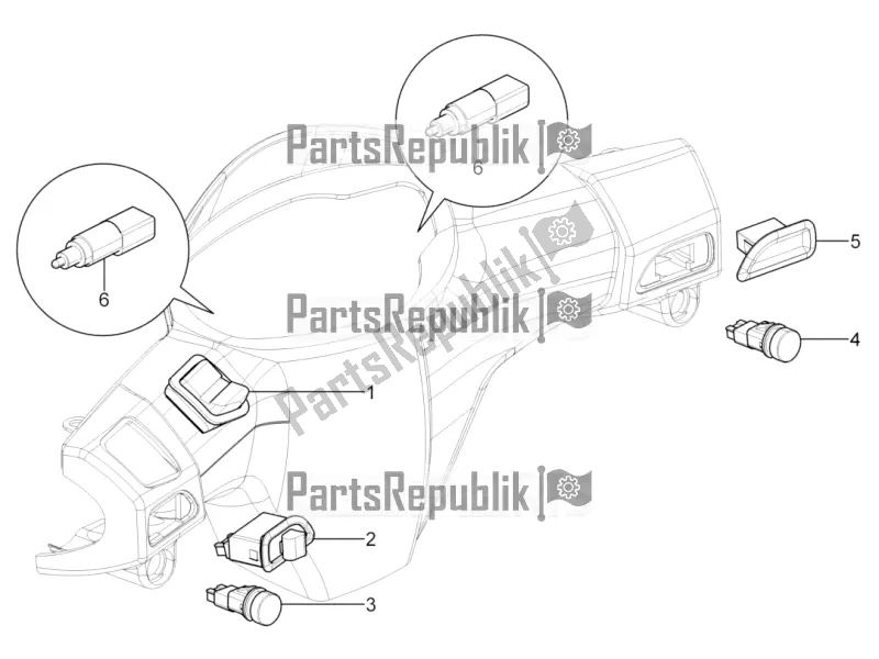 Tutte le parti per il Selettori - Interruttori - Pulsanti del Aprilia SR Motard 50 2T 2016