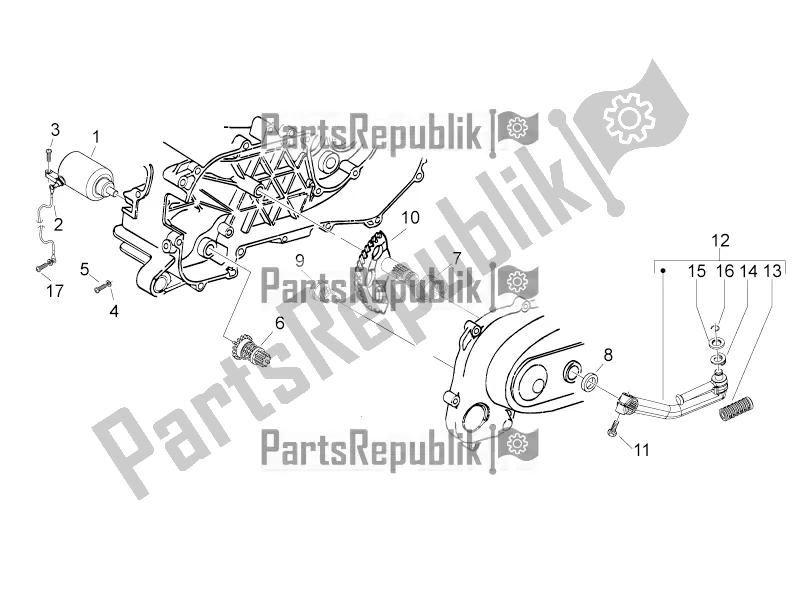All parts for the Stater - Electric Starter of the Aprilia SR Motard 50 2T 2016