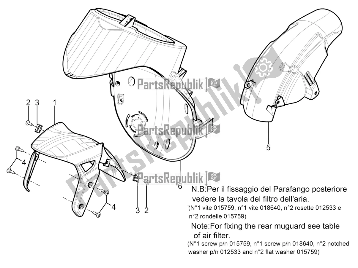 Alle Teile für das Radkasten - Kotflügel des Aprilia SR Motard 50 2T 2016