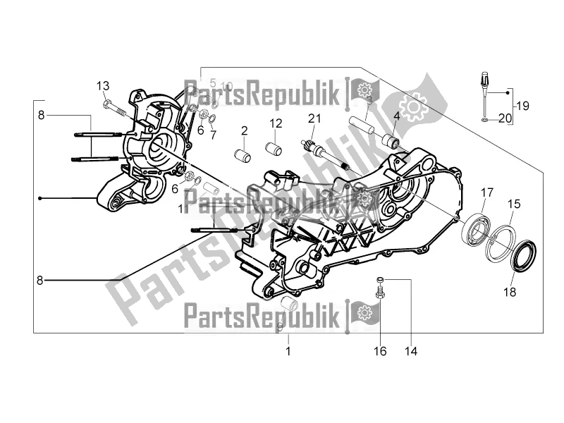 Alle Teile für das Kurbelgehäuse des Aprilia SR Motard 50 2T 2017