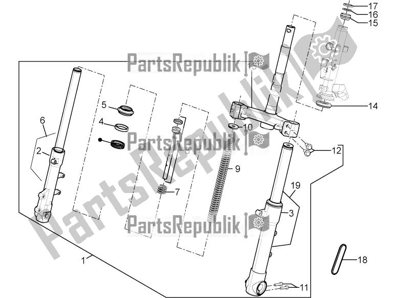 Todas las partes para Horquilla / Tubo De Dirección - Unidad De Rodamiento De Dirección de Aprilia SR Motard 50 2T 2017