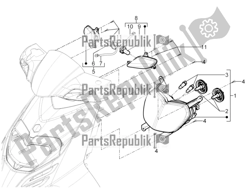 Wszystkie części do Reflektory Przednie - Kierunkowskazy Aprilia SR Motard 50 2T 2017