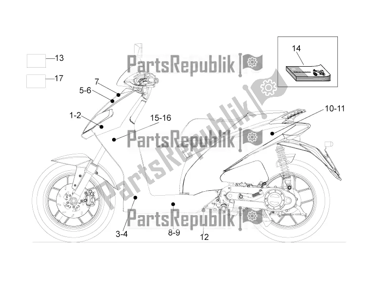 Todas as partes de Placas - Emblemas do Aprilia SR Motard 50 2T 2017