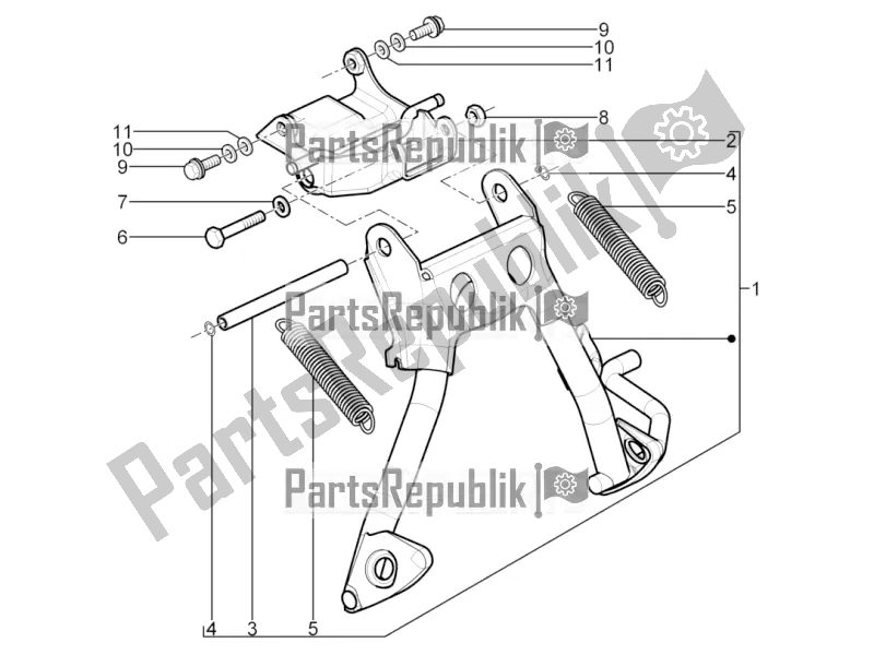 All parts for the Stand/s of the Aprilia SR Motard 50 2T 2017