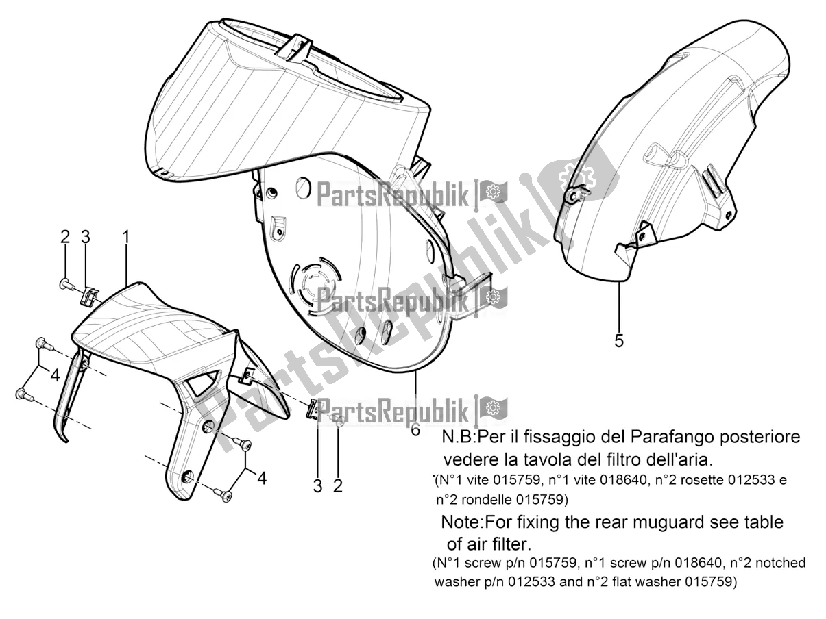 Toutes les pièces pour le Logement De Roue - Garde-boue du Aprilia SR Motard 50 2T 2017