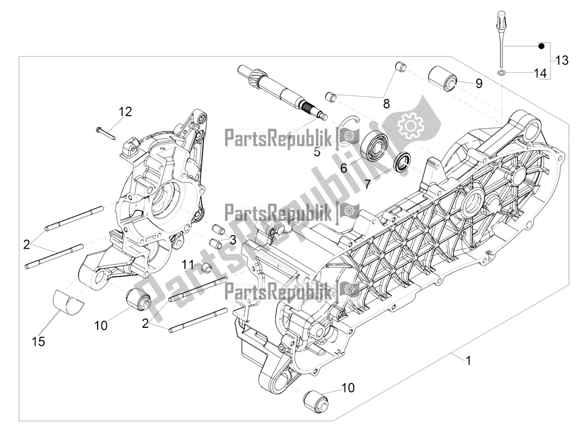 All parts for the Crankcase of the Aprilia SR Motard 50 2T Metca 41 2018