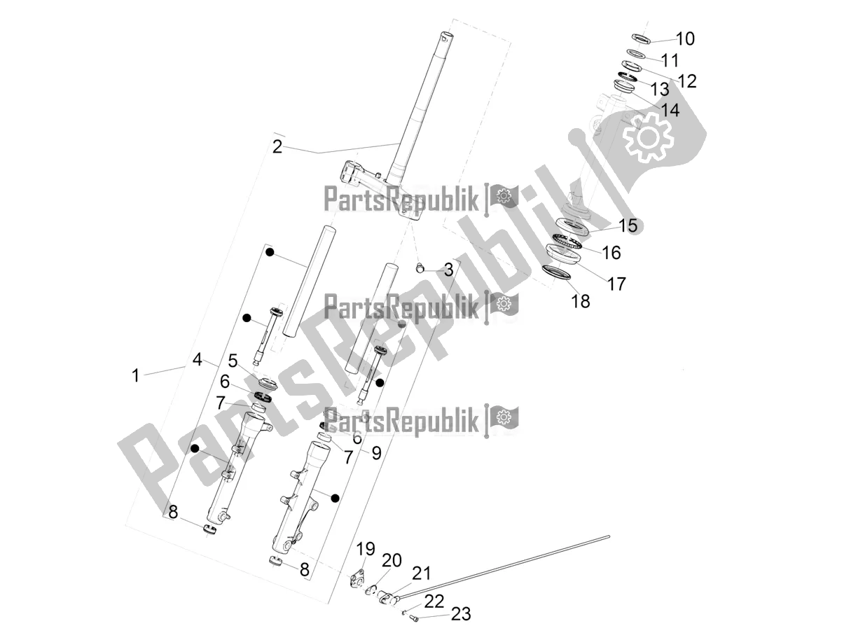 All parts for the Fork/steering Tube - Steering Bearing Unit of the Aprilia SR Motard 50 2T Metca 41 2018