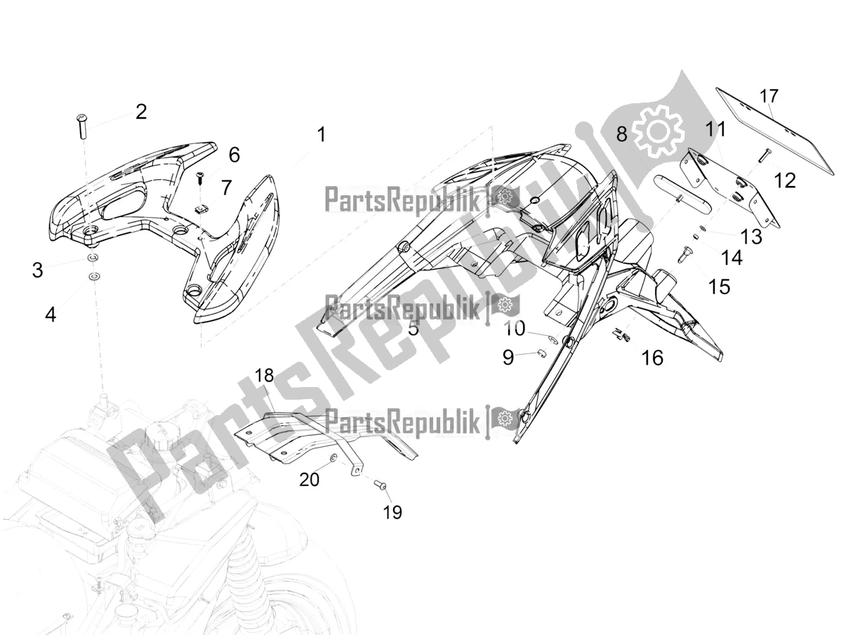 Toutes les pièces pour le Capot Arrière - Protection Contre Les éclaboussures du Aprilia SR Motard 50 2T Metca 41 2018