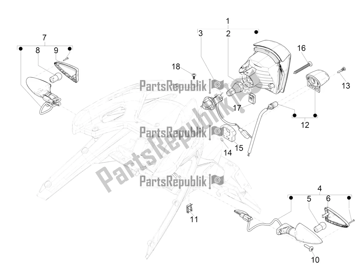 All parts for the Rear Headlamps - Turn Signal Lamps of the Aprilia SR Motard 50 2T Metca 41 2018