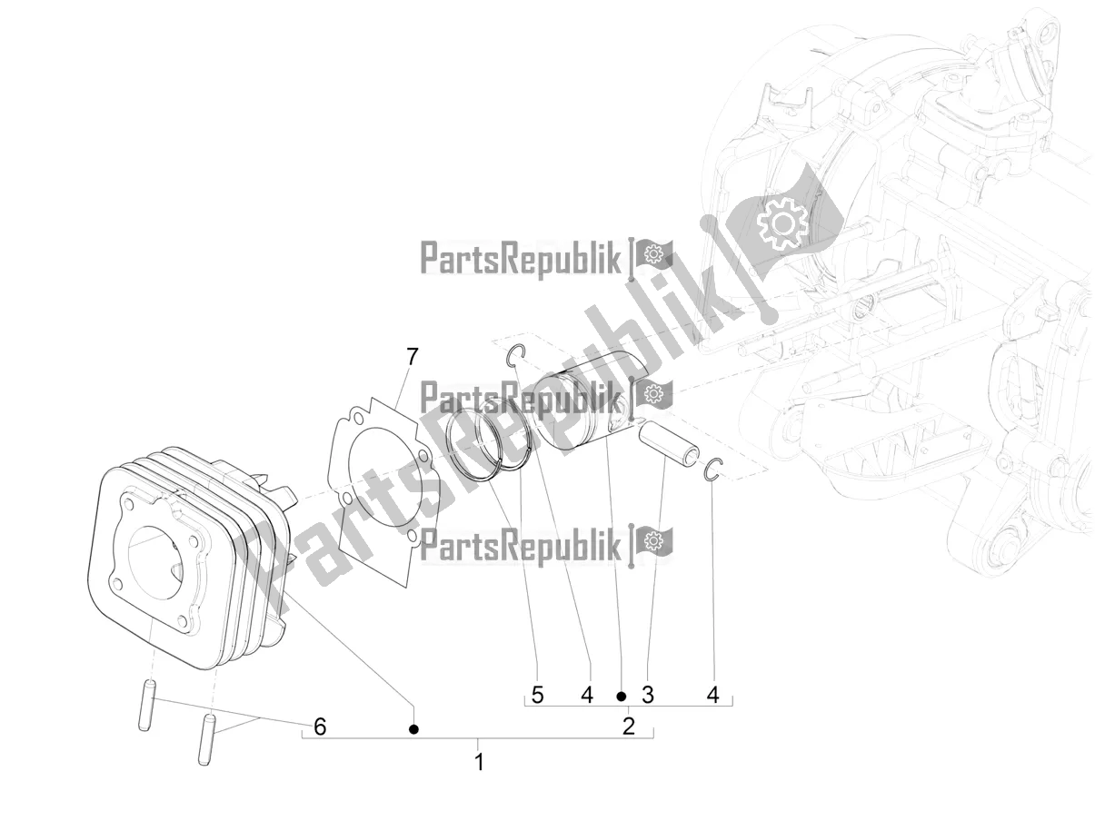 Wszystkie części do Zespó? Cylindra-t? Oka-przegubu Przegubu Aprilia SR Motard 50 2T Metca 41 2019