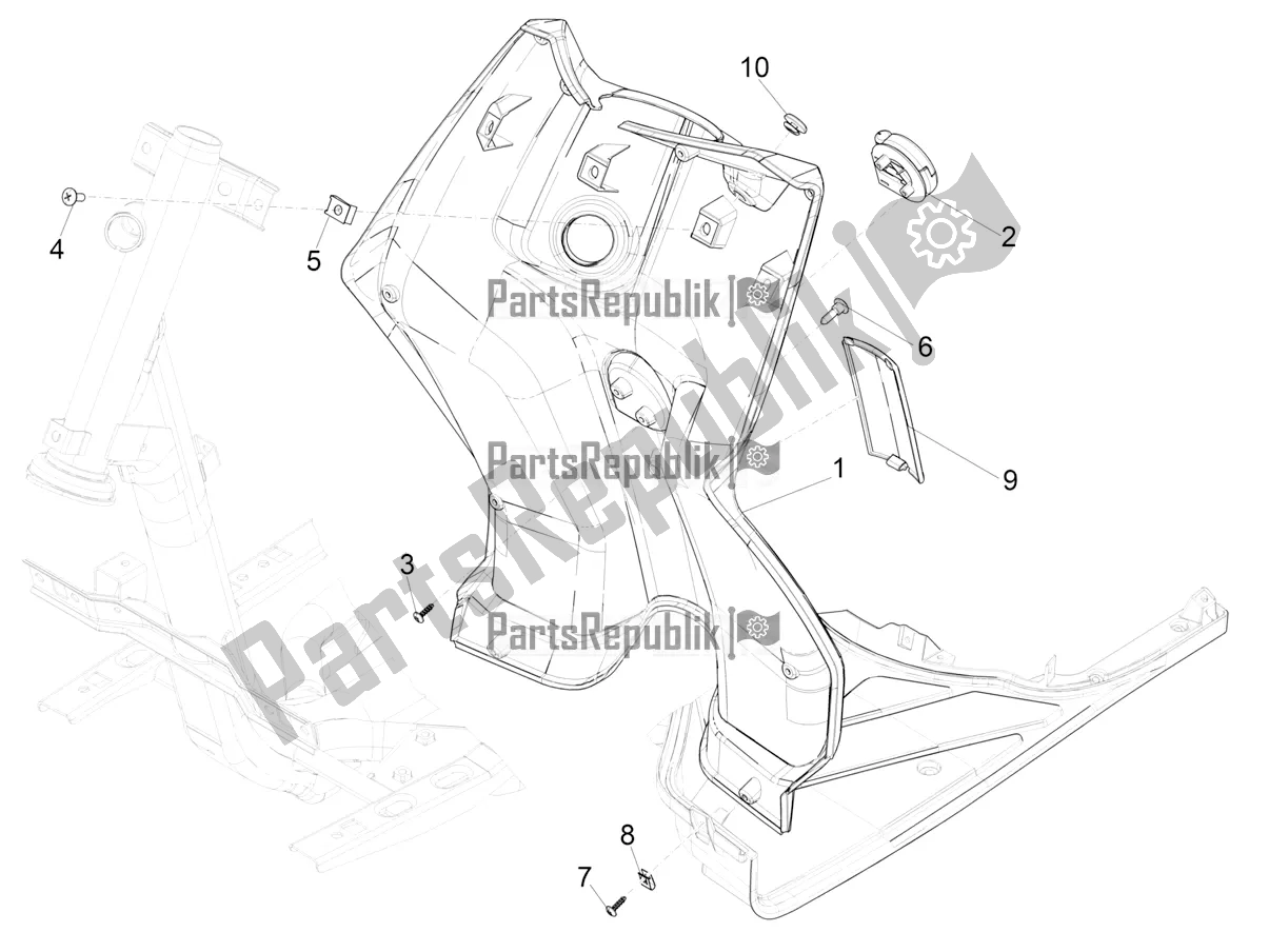 Tutte le parti per il Vano Portaoggetti Anteriore - Pannello Di Protezione Per Le Ginocchia del Aprilia SR Motard 50 2T Metca 41 2019