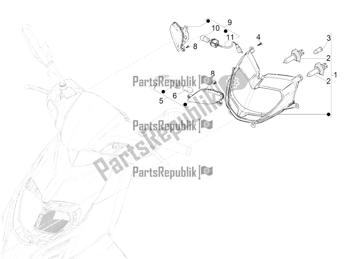 All parts for the Front Headlamps - Turn Signal Lamps of the Aprilia SR Motard 50 2T Metca 41 2019