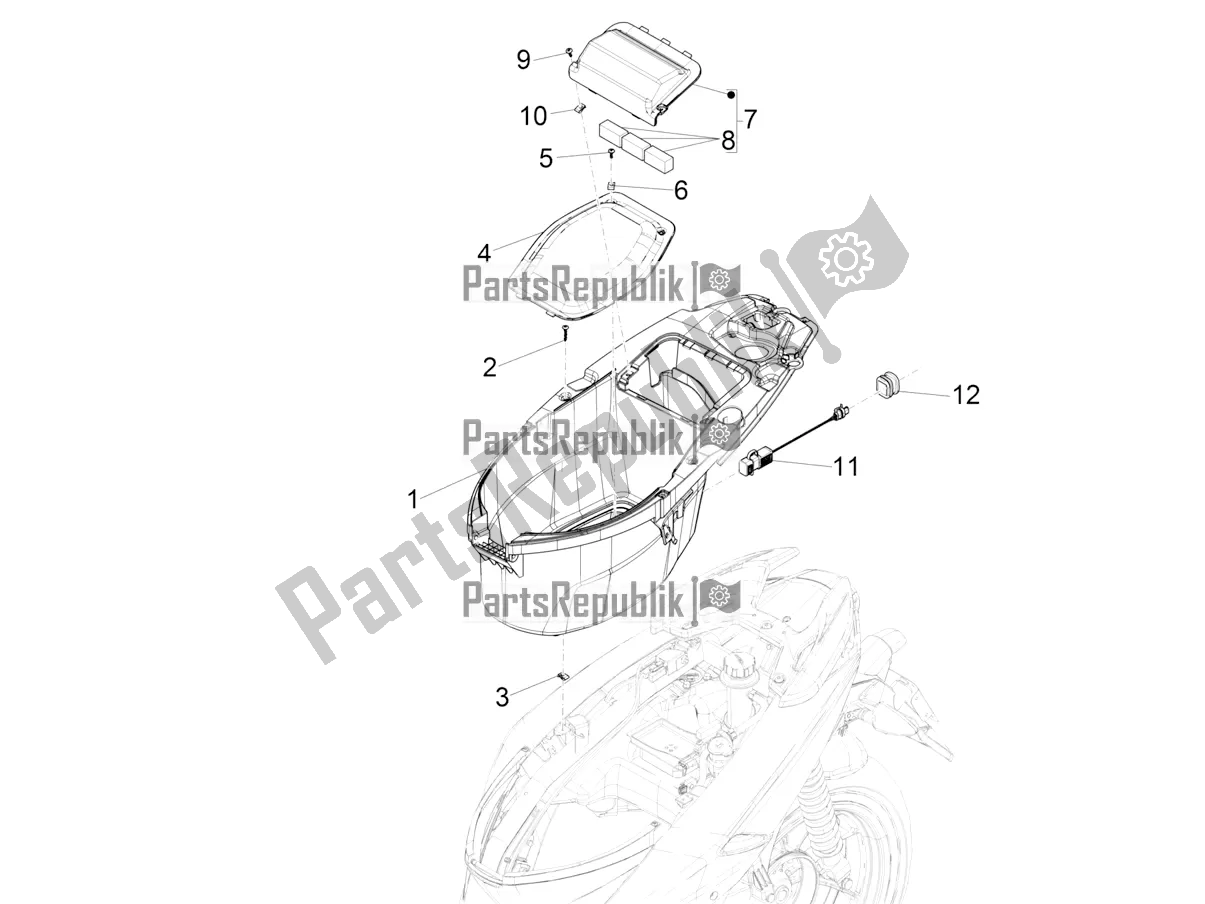 All parts for the Helmet Huosing - Undersaddle of the Aprilia SR Motard 50 2T Metca 41 2019