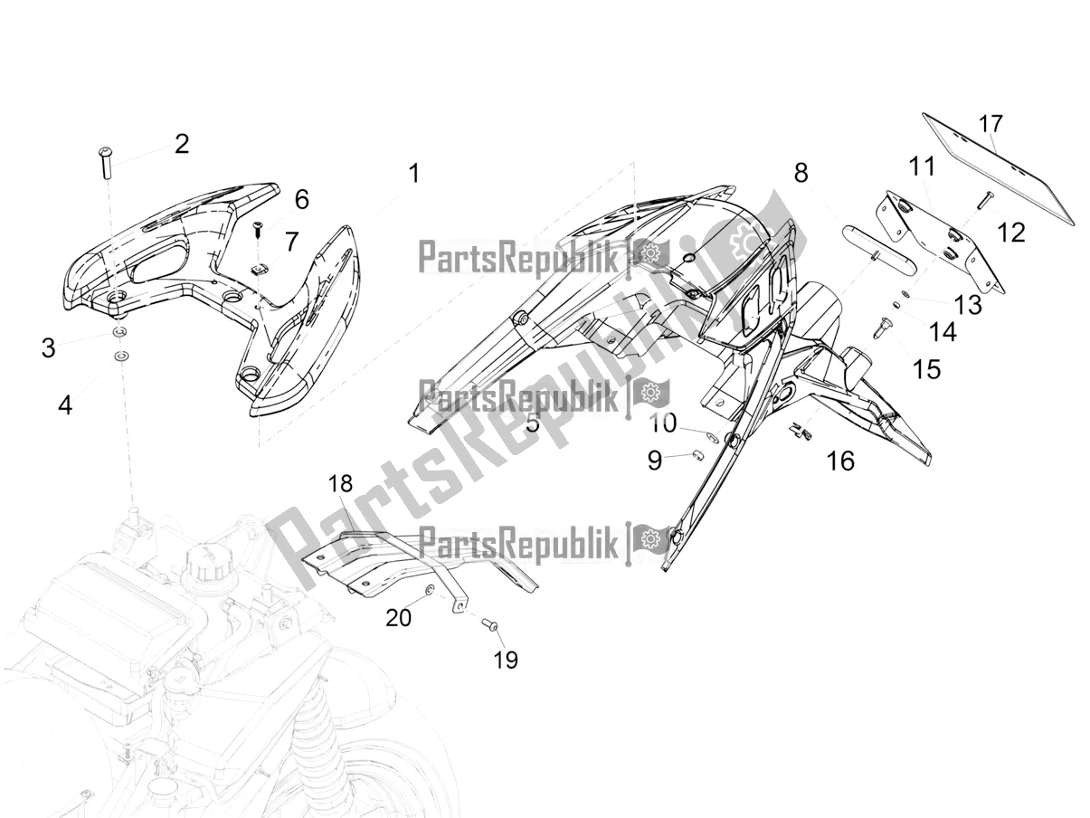 Toutes les pièces pour le Capot Arrière - Protection Contre Les éclaboussures du Aprilia SR Motard 50 2T Metca 41 2019