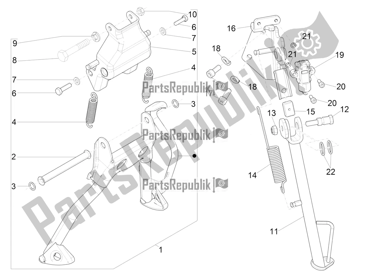 Tutte le parti per il Stand / S del Aprilia SR Motard 50 2T Metca 41 2019