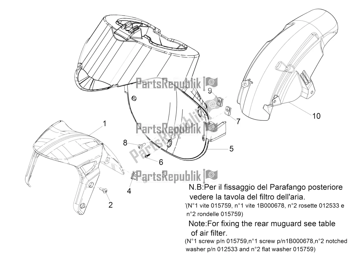 Tutte le parti per il Passaruota - Parafango del Aprilia SR Motard 50 2T Metca 41 2019