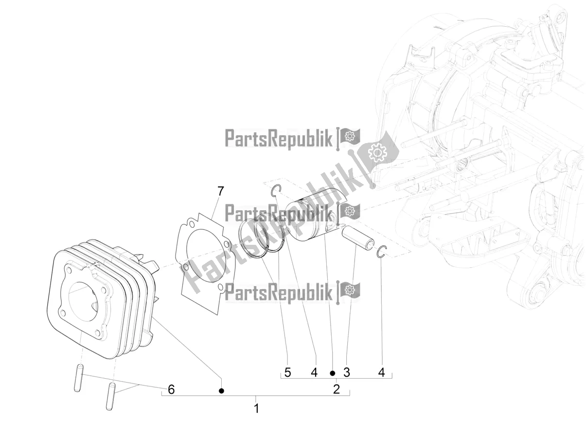 All parts for the Cylinder-piston-wrist Pin Unit of the Aprilia SR Motard 50 2T Metca 41 2020