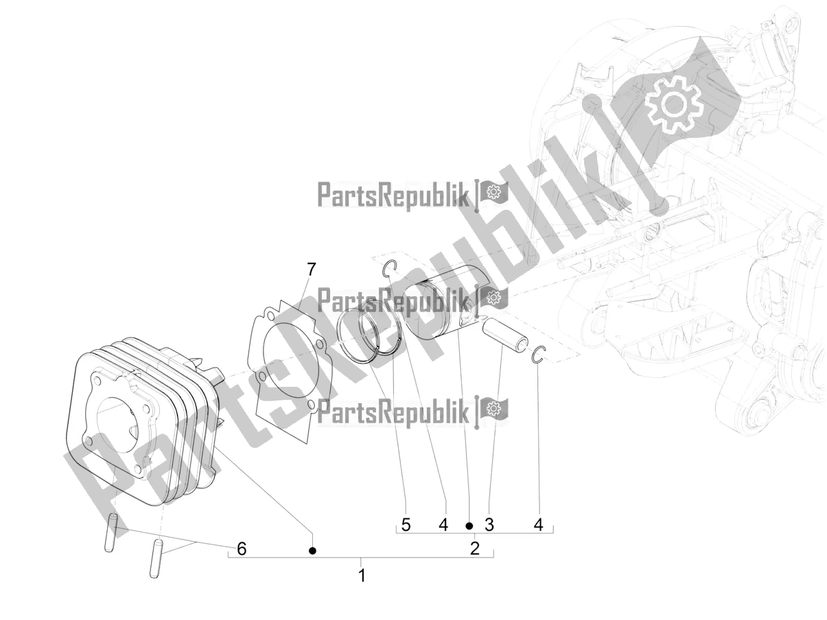 Toutes les pièces pour le Unité Cylindre-piston-axe De Poignet du Aprilia SR Motard 50 2T Metca 41 2021