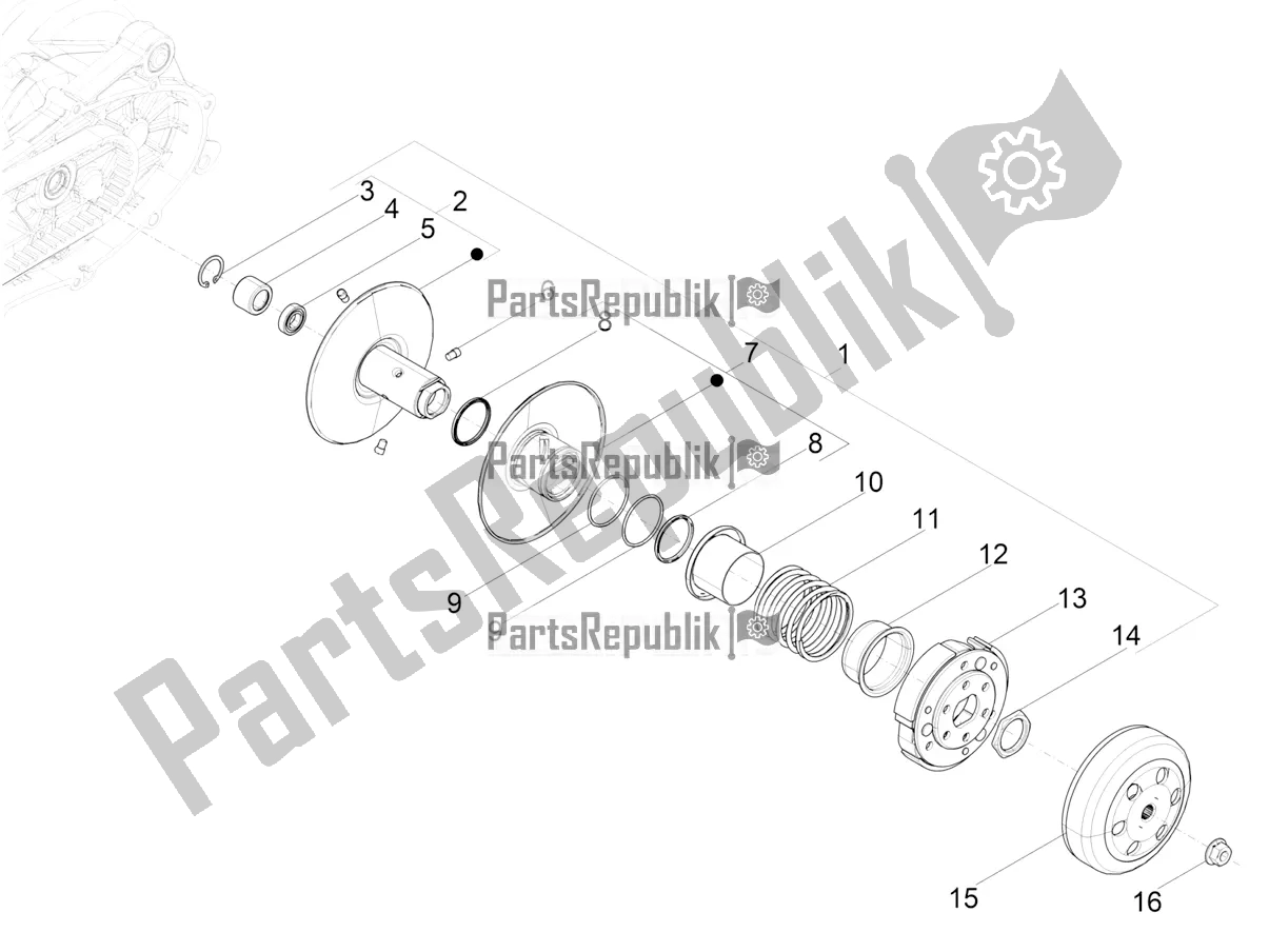 Alle Teile für das Angetriebene Riemenscheibe des Aprilia SR Motard 50 2T Metca 41 2021