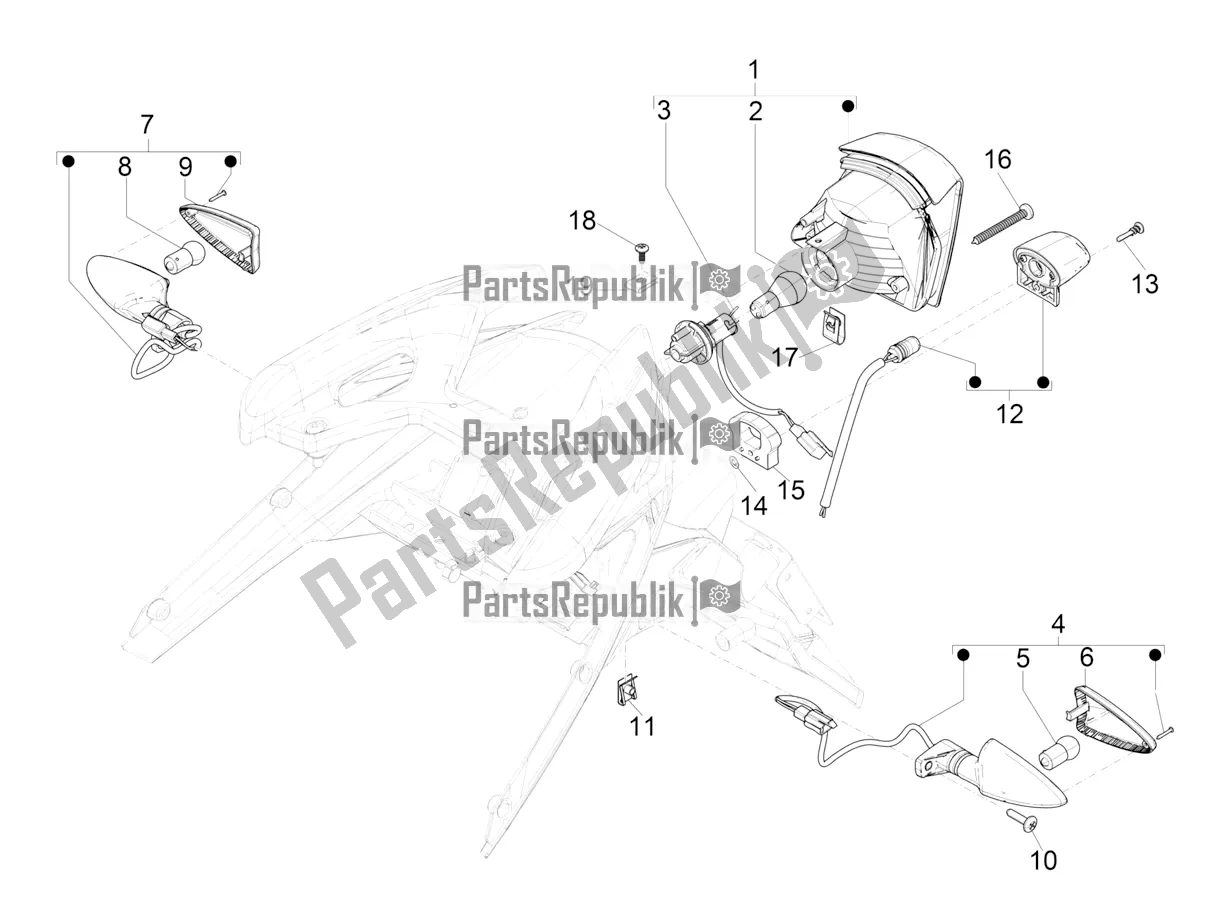 All parts for the Rear Headlamps - Turn Signal Lamps of the Aprilia SR Motard 50 2T Metca 41 2021