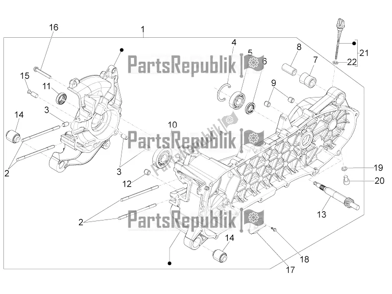 All parts for the Crankcase of the Aprilia SR Motard 50 4T 4V 2016