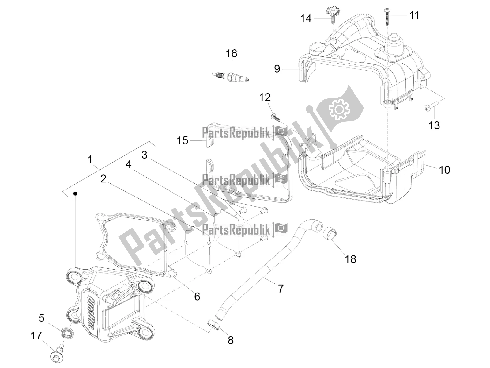 Todas las partes para Cubierta De Tapa De Cilindro de Aprilia SR Motard 50 4T 4V 2016