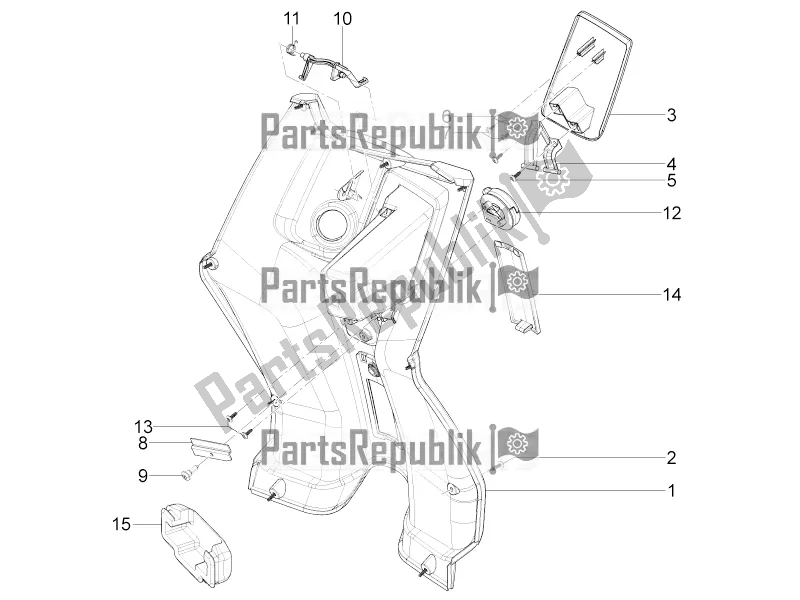 Alle onderdelen voor de Dashboardkastje Voor - Kniebeschermer van de Aprilia SR Motard 50 4T 4V 2016