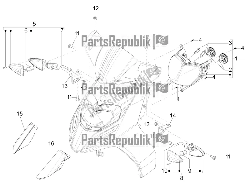 Toutes les pièces pour le Phares Avant - Clignotants du Aprilia SR Motard 50 4T 4V 2016