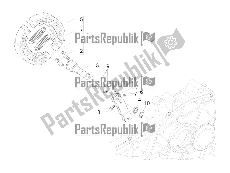 All parts for the Rear Brake - Brake Jaw of the Aprilia SR Motard 50 4T 4V 2016