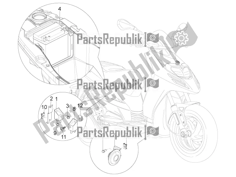 Todas as partes de Interruptores De Controle Remoto - Bateria - Buzina do Aprilia SR Motard 50 4T 4V 2016