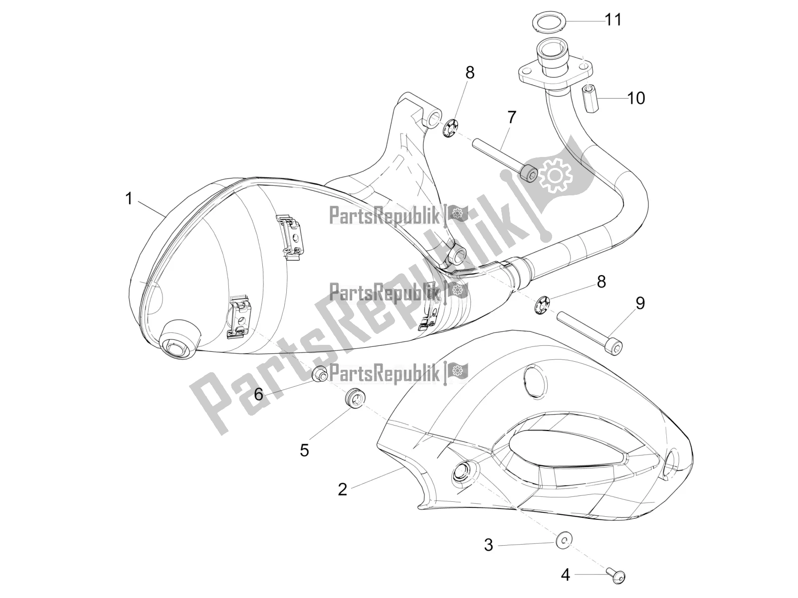 Alle Teile für das Schalldämpfer des Aprilia SR Motard 50 4T 4V 2016