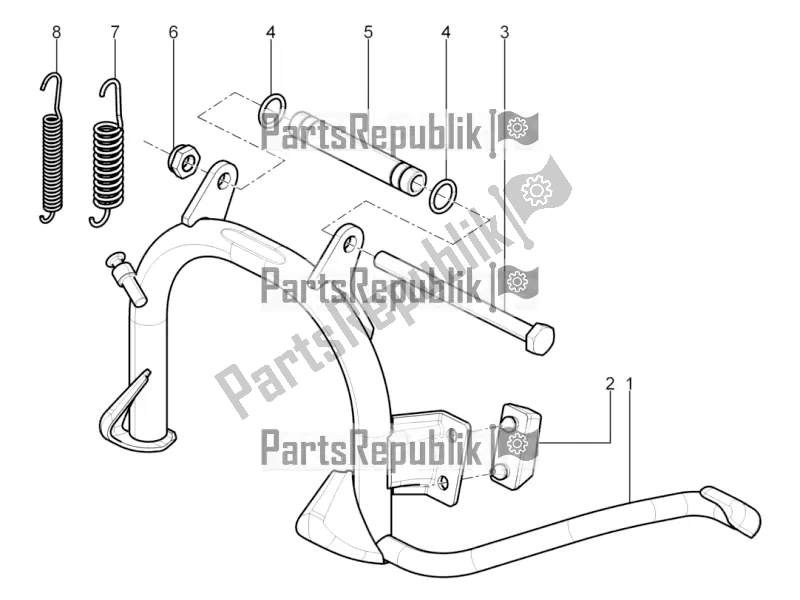 All parts for the Stand/s of the Aprilia SR Motard 50 4T 4V 2016