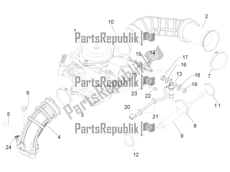 Toutes les pièces pour le Carburateur, Montage - Tuyau Union du Aprilia SR Motard 50 4T 4V 2017