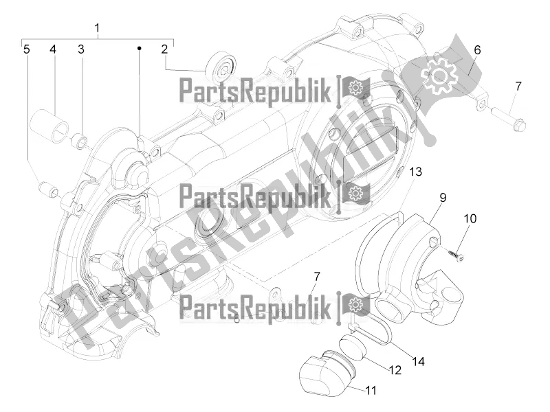 All parts for the Crankcase Cover - Crankcase Cooling of the Aprilia SR Motard 50 4T 4V 2017