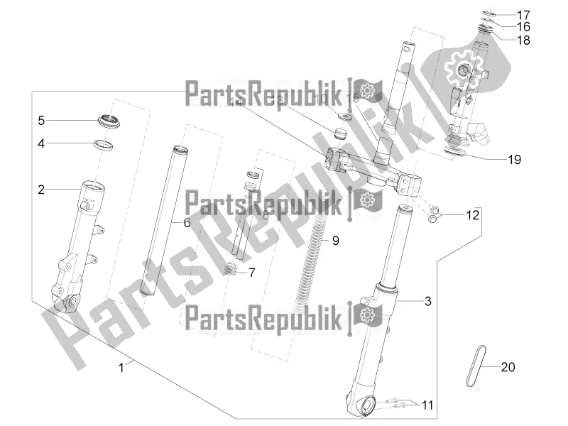 Toutes les pièces pour le Fourche / Tube De Direction - Palier De Direction du Aprilia SR Motard 50 4T 4V 2017