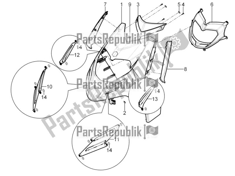 Toutes les pièces pour le Bouclier Avant du Aprilia SR Motard 50 4T 4V 2017