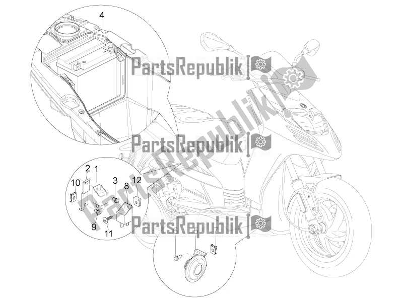 Alle Teile für das Fernbedienungsschalter - Batterie - Hupe des Aprilia SR Motard 50 4T 4V 2017