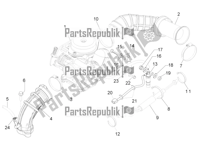 Tutte le parti per il Carburatore, Gruppo - Raccordo del Aprilia SR Motard 50 4T 4V 2018