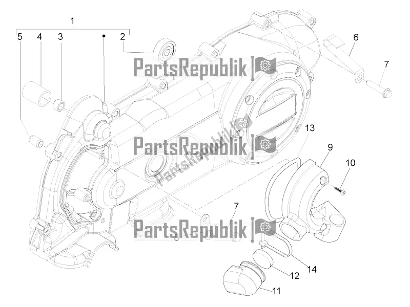 Alle onderdelen voor de Carterafdekking - Carter Koeling van de Aprilia SR Motard 50 4T 4V 2018