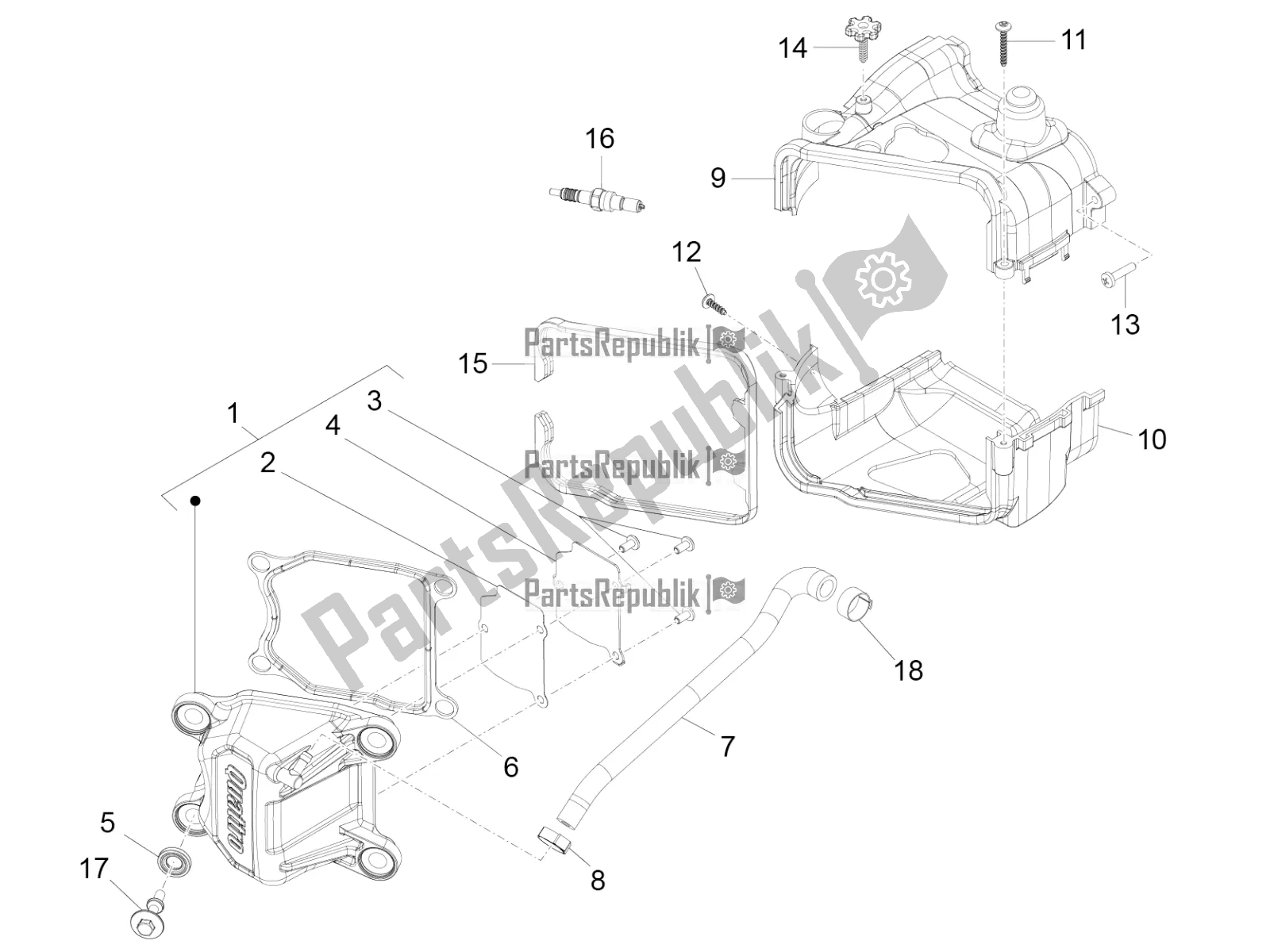 Todas las partes para Cubierta De Tapa De Cilindro de Aprilia SR Motard 50 4T 4V 2018