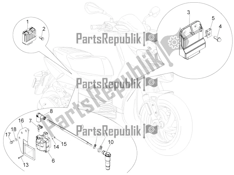 Wszystkie części do Regulatory Napi? Cia - Elektroniczne Jednostki Steruj? Ce (ecu) - H. T. Cewka Aprilia SR Motard 50 4T 4V 2018