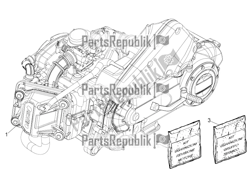 Alle onderdelen voor de Motor Assemblage van de Aprilia SR Motard 50 4T 4V 2019