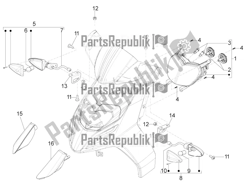 Wszystkie części do Reflektory Przednie - Kierunkowskazy Aprilia SR Motard 50 4T 4V 2019