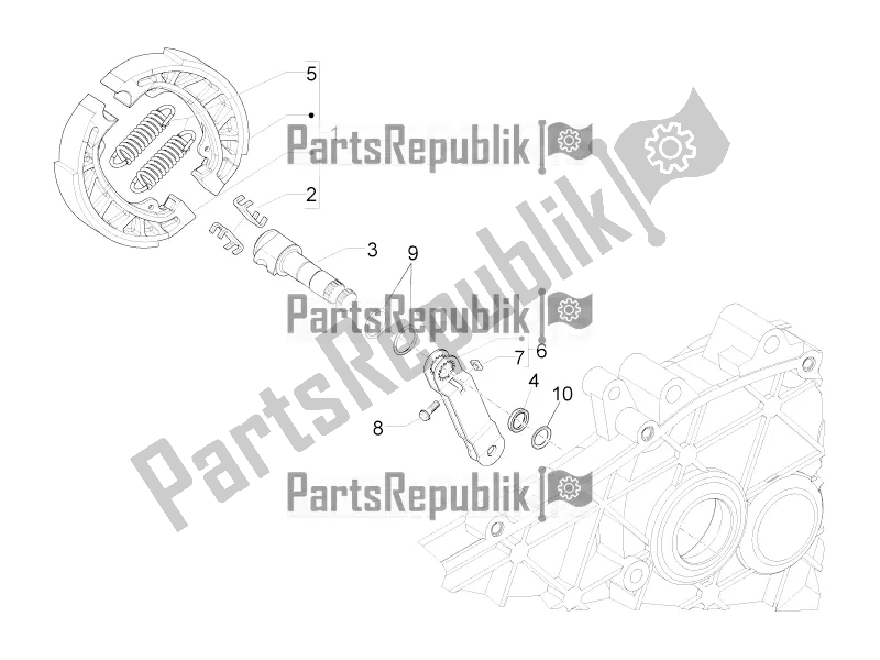 All parts for the Rear Brake - Brake Jaw of the Aprilia SR Motard 50 4T 4V 2019