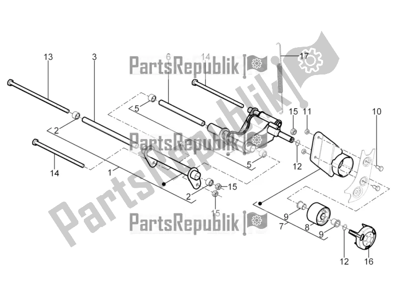 All parts for the Swinging Arm of the Aprilia SR Motard 50 4T 4V 2019