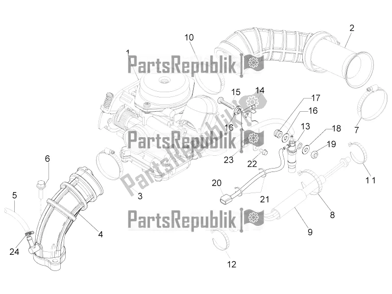 All parts for the Carburettor, Assembly - Union Pipe of the Aprilia SR Motard 50 4T 4V 2020
