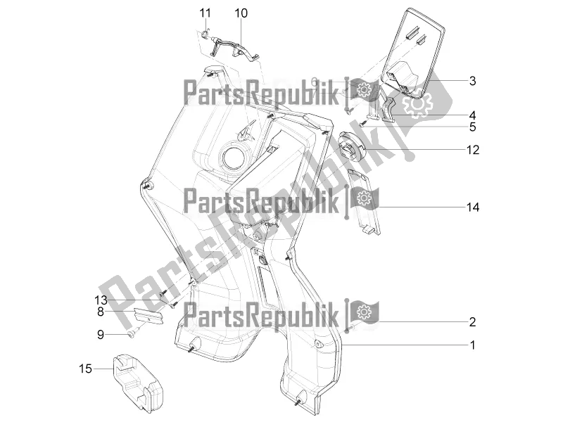 Alle onderdelen voor de Dashboardkastje Voor - Kniebeschermer van de Aprilia SR Motard 50 4T 4V 2020