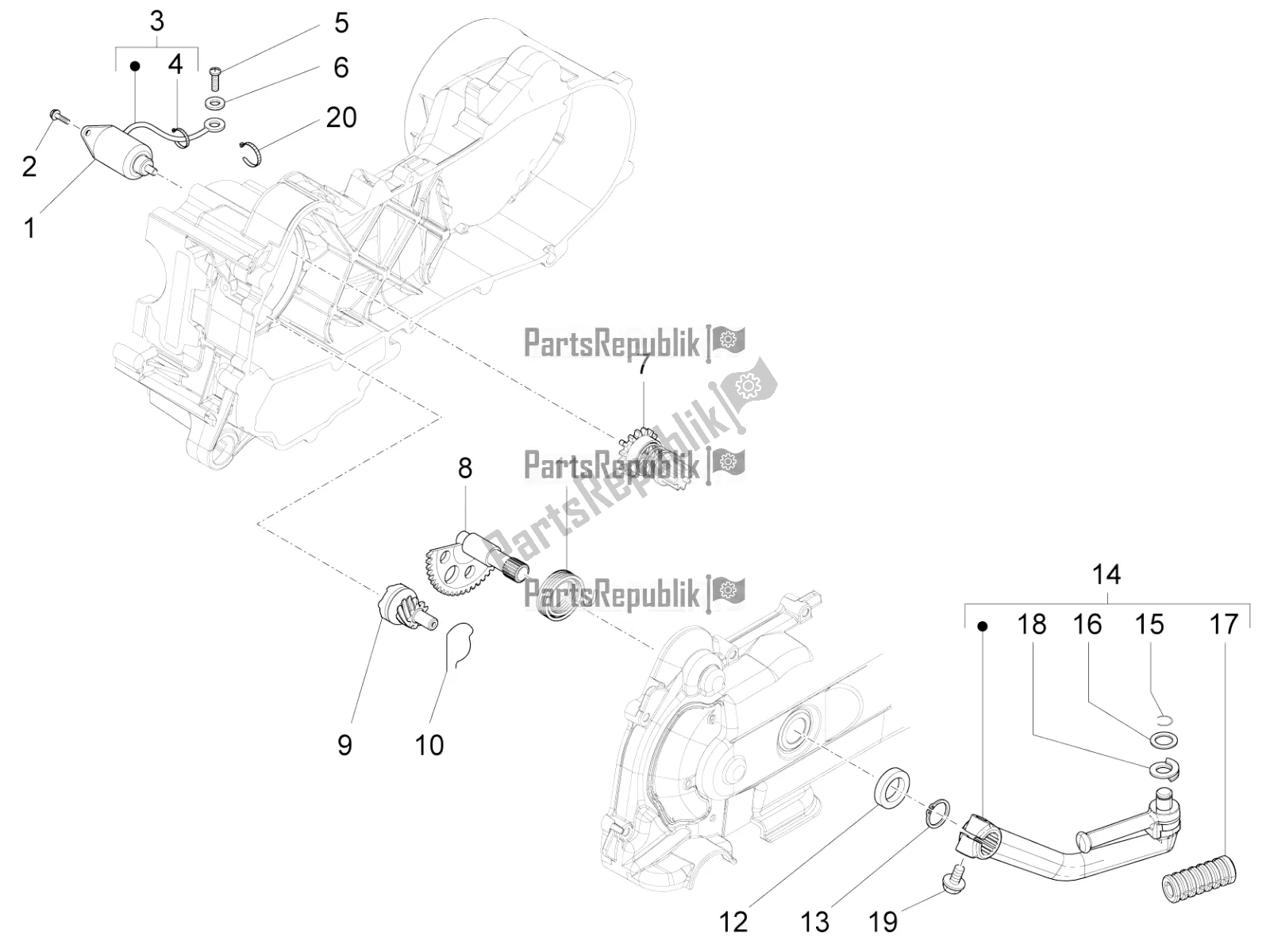 Alle Teile für das Stater - Elektrischer Anlasser des Aprilia SR Motard 50 4T 4V 2020