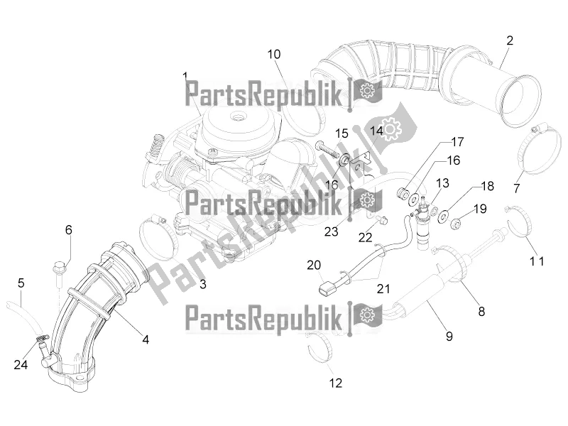 All parts for the Carburettor, Assembly - Union Pipe of the Aprilia SR Motard 50 4T 4V 2021